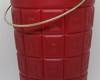 279 - Vintage Extra Large Lustro Ware Ice Bucket Ruby Red - 15" tall x 9" round