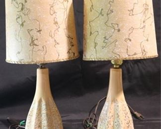 280 - Pair of Vintage Atomic Lamps 19" tall - Original Fiberglass Shades