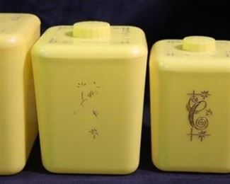 286 - Mid-Century 4-piece Plastic Canisters by Cols. Co. Products Inc. - 8.5" tall x 6.75" x 6.75"