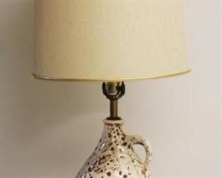 302 - Ceramic Jug Lamp w/ wood base 33.5" tall