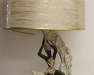 304 - MCM Composition Woman Lamp - AS IS - Shade Broken 33.5" tall