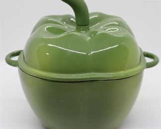 316 - Cast Iron Green Apple Cooking Pot by Technique 8.5" tall x 7" square