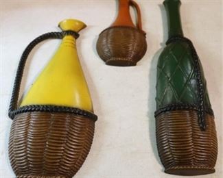 321 - Mid-Century 3-piece Wall Bottle by Sexton (metal) Tallest one is 16" tall