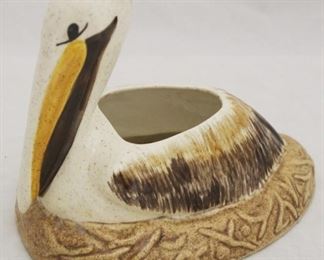 411 - Art pottery stork 8 x 7