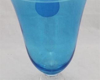 419 - Blue glass vase 9 3/4 x 6