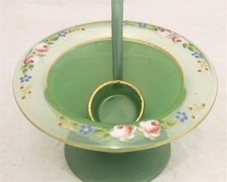 436 - Enamel painted footed mayo with spoon 6 1/2" round