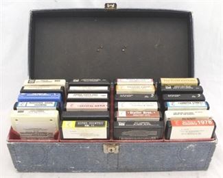 448 - Case full of 8 track tapes 17 x 7 1/2 x 6