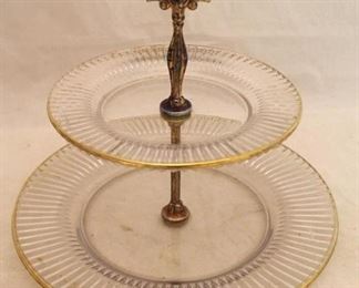 459 - 2 Tier glass serving tray 10 1/2 x 10