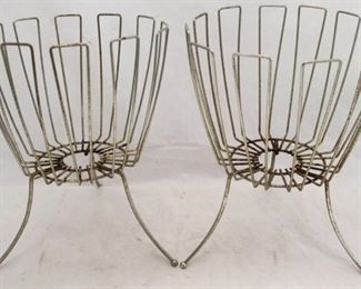 461 - Pair brass wire mid-century planters 11 x 15