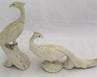 483 - 2 Pc pottery birds 11" & 7" tall