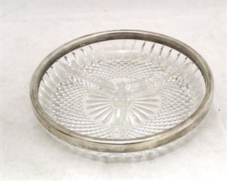 507 - Silver rim divided dish 9" round