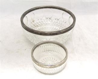 508 - 2 Silver rim glass bowls 5" & 9"