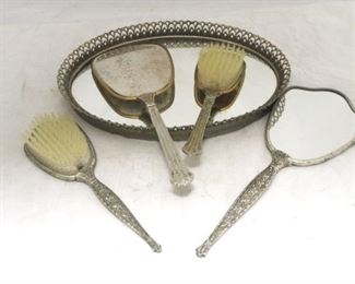 509 - 5 Pc vintage vanity set tray 14 x 9