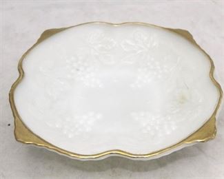 512 - Milk glass bowl w/ golden rim 9"