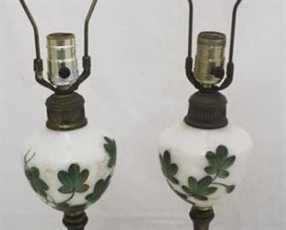 522 - Pair hand painted lamps 27" tall