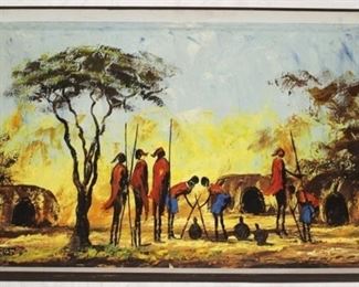 604 - Vintage C. Kiswanta signed oil on board painting 30 1/2" X 20 1/2"