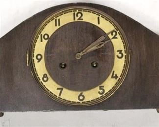 612 - Wood Mantle Clock- As is missing glass face 12" x 8"