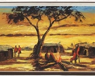 610 - Vintage C. Kiswanta signed oil on board painting 30 1/2" X 20 1/2"