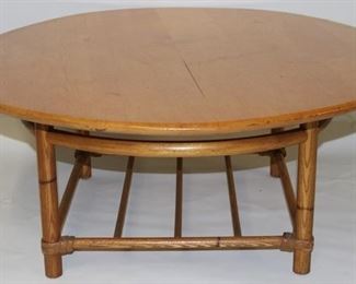 626 - Heywood Wakefield bamboo motif round coffee table 15 x 36 round