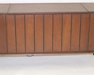 632 - Zenith High Fidelity mid-century stereo console some records included working condition 25 x 54 x 17
