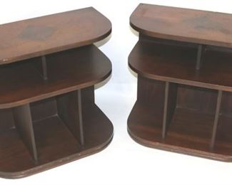 638 - Pair inlaid mid century bookcase stands 22 x 24 x 12