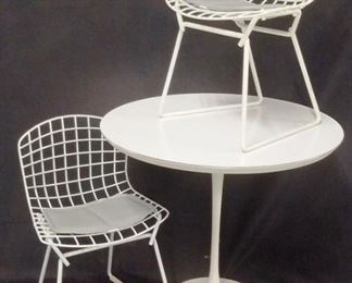 646 - Rare Harry Bertoia for Knoll 3 pc child's set Circa 1951-52 table 20 tall x 24 diameter chairs 20 tall x 13 wide x 13 deep
