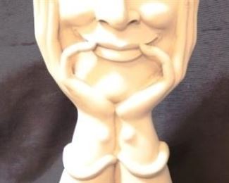 649 - Smiling face with hands sculpture 24 x 9