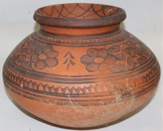 682 - Indian etched pottery vase 12 x 15 round