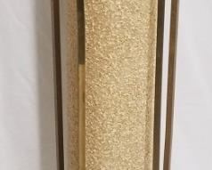 688 - Atomic brass tall lamp w/fiberglass cylinder shade 45 tall x 17 diameter at points