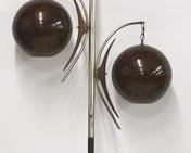 702 - Vintage tension pole double ball lamp great working condition acrylic red & green shades 102 tall
