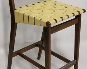 711 - Knoll Jens Risom stool with webbed back 39 x 17 x 19