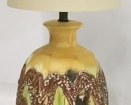714 - Very unusual large lava dripping table lamp 35" tall x 14 round