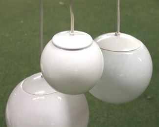 719 - 3 Ball hanging light fixture Largest ball is 10"