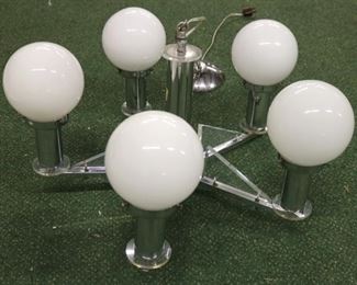 730 - 1970s Chrome & acrylic 5 lite fixture 10 x 23