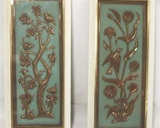 733 - Vintage pair bird wall hangings 28 x 12 1/2