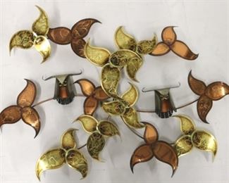 740 - Higgins metal owl & flower wall sculpture 29 x 45 1/2