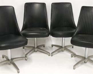 743 - 4 Chromcraft metal black swivel chairs 34 x 19 1/2 x 17 2 smooth, 2 ribbed