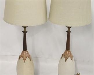 747 - Vintage matching pair egg design table lamps 37" tall