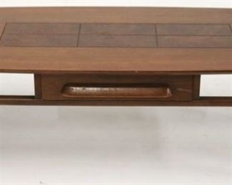 755 - Stanley inlaid & grooved top coffee table 15 x 50 x 19