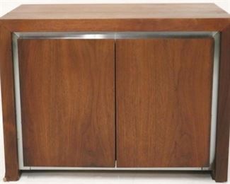 769 - Walnut double metal inset door small cabinet 21 x 27 x 15 1/2