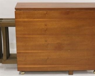 770 - Drop side gate leg table w/nesting folding chairs 29 x 62 open (12 closed) x 34 Wooden roll cover over chairs