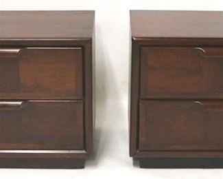 775 - Pair two drawer mid-century bedside stands 22 x 26 x 17
