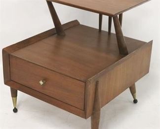 784 - Kent Coffey step down side table w/ drawer 24 1/2 x 20 x 24
