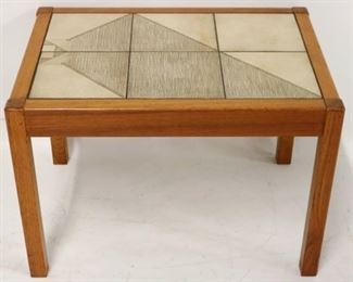 787 - Danish teak tile top table 19 x 19 x 27 1/4