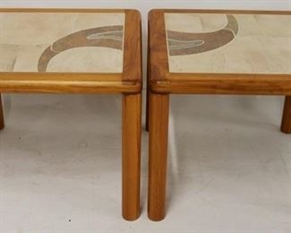 788 - Pair Danish Haslev tile top teak end tables 20 x 23 1/2 x 23 1/2