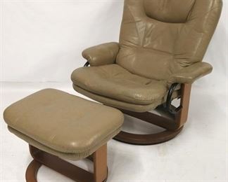 798 - Stressless swivel & reclining chair & stool 40 x 30 x 34