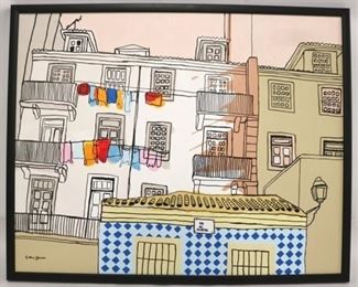 811 - From My Window to Yours by Guerreiro artist signed by Christina Guerreiro Dated 2008 Original acrylic on canvas 30 1/4 x 37 1/2