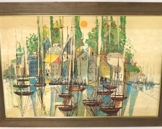 815 - Vintage artist signed wall art on board 30 x 41 1/2