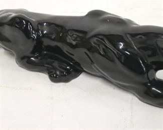 817 - Vintage black panther pottery statue 5 x 24