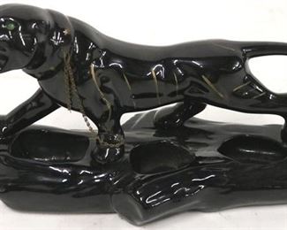 819 - Vintage panther pottery planter 9 x 14 green eyes